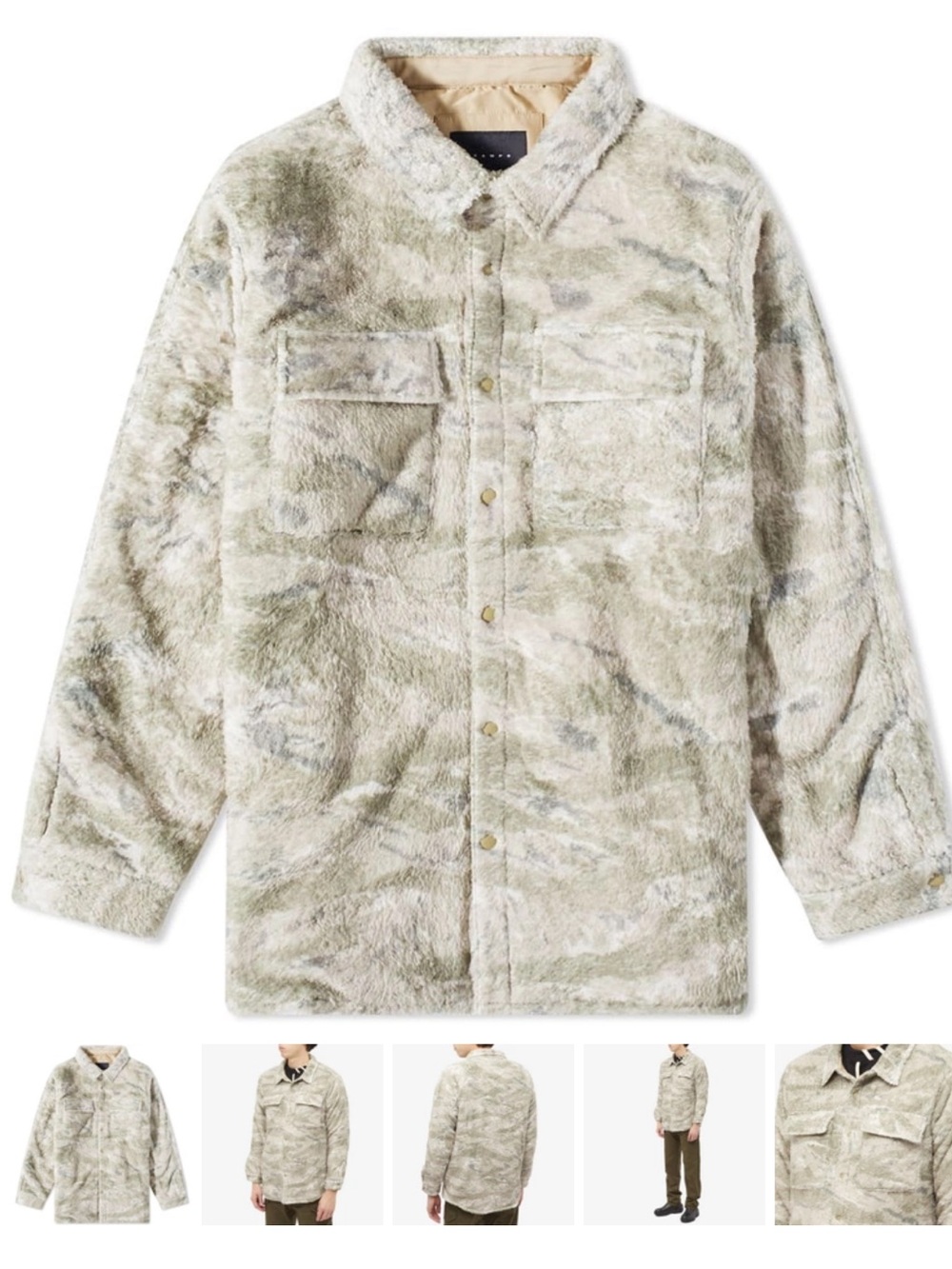 Stampd - Men's Camo Sherpa Shirt Jacket in Digital Tiger Camo